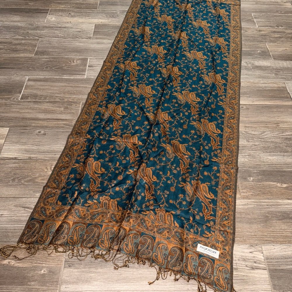Teal Pashmina Silk Scarf Shawl Wrap